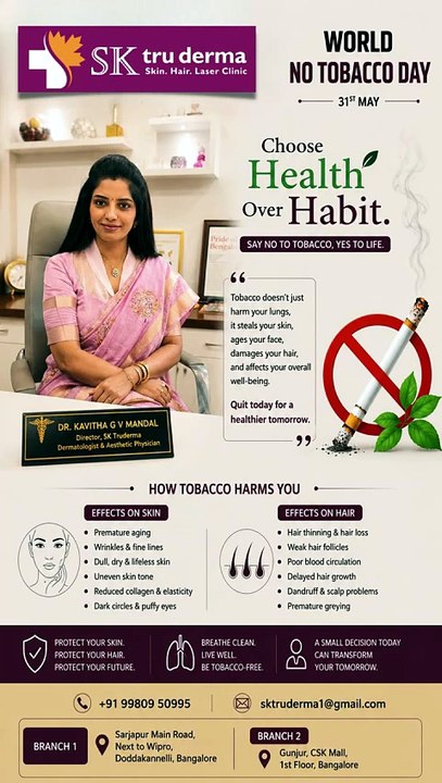 World No Tobacco Day 2026 | How Tobacco Damages Your Skin & Hair | Dr. Kavitha GV Mandal