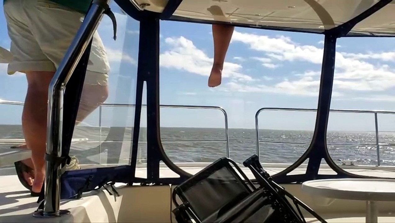 Luxury Motor Catamaran for Sale - Aquila 48 - inside salon at speed