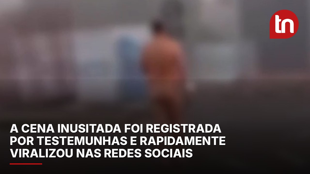 Vídeo: homem é flagrado nu em rotatória movimentada no PR e mobiliza PM e Samu