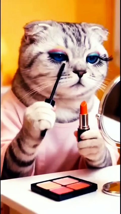 glamour makeup 💄 #funny #cat #shortsfeed 😅🤣