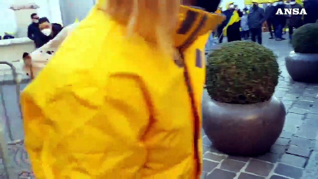 Vacche e vitelli in piazza a Brescia per la protesta Coldiretti