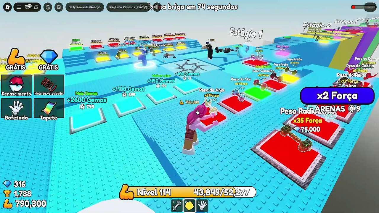 +1 Obby Troll de Força +1 Melhoria por segundo