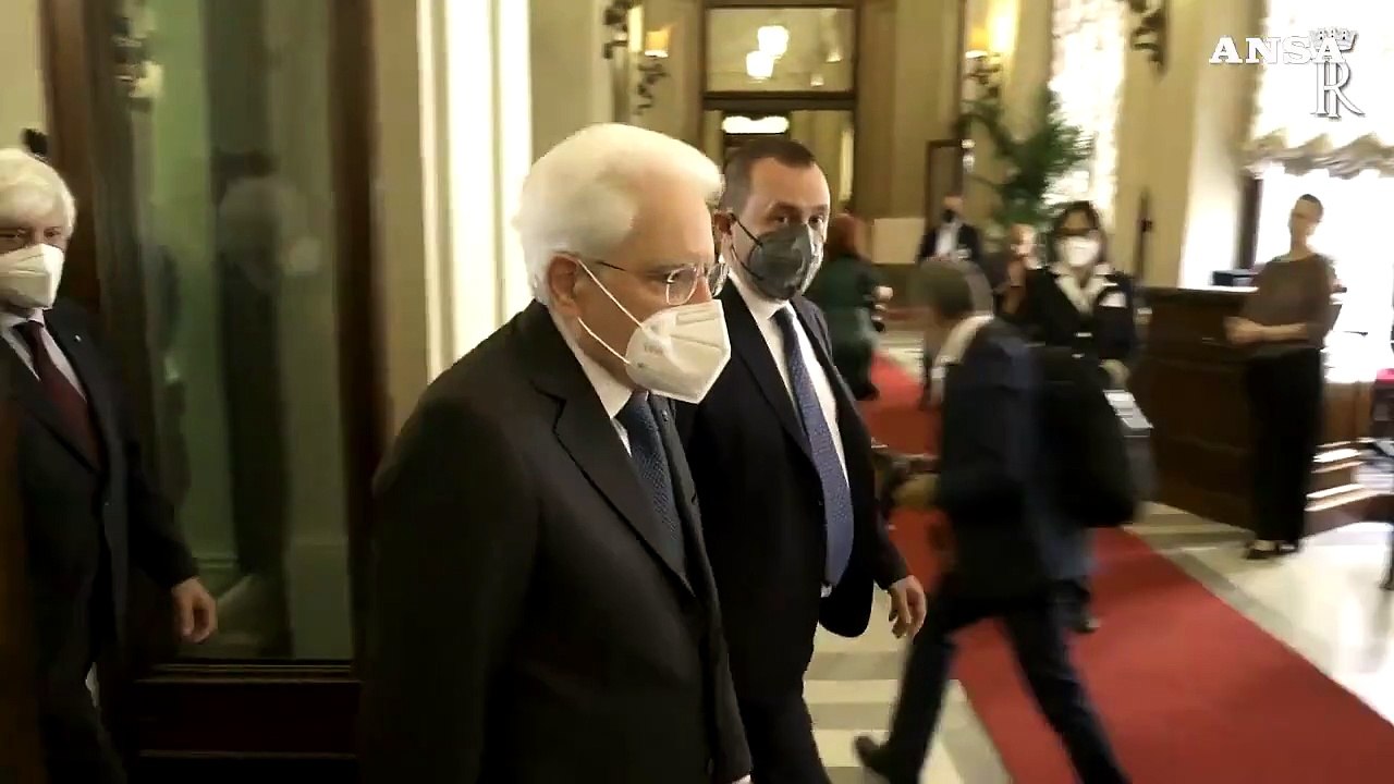 Inps, l'arrivo di Mattarella a Montecitorio per la presentazione del rapporto