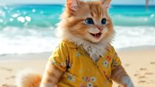 Cute cat relaxing on the beach and enjoying the ocean breeze 🐱🏖️🌊✨  #CuteCat #BeachCat #OceanVibes #CatLife #PetFun #AdorableMoments #ViralCat