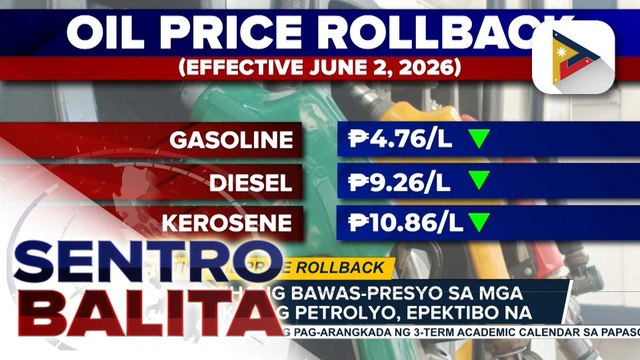 Malakihang oil price rollback, ipinatupad ngayong araw; nasa 21,000-MT na karagdagang supply ng LPG, dumating na sa bansa | ulat ni JM Thompson