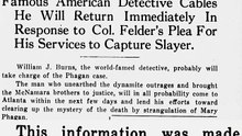 Monday, May 12th, 1913, Burns Called into Phagan Mystery; On Way From Europe