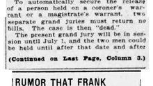 Monday, May 12th, 1913, Rumor That Frank Married in Brooklyn Not True, Says Eagle
