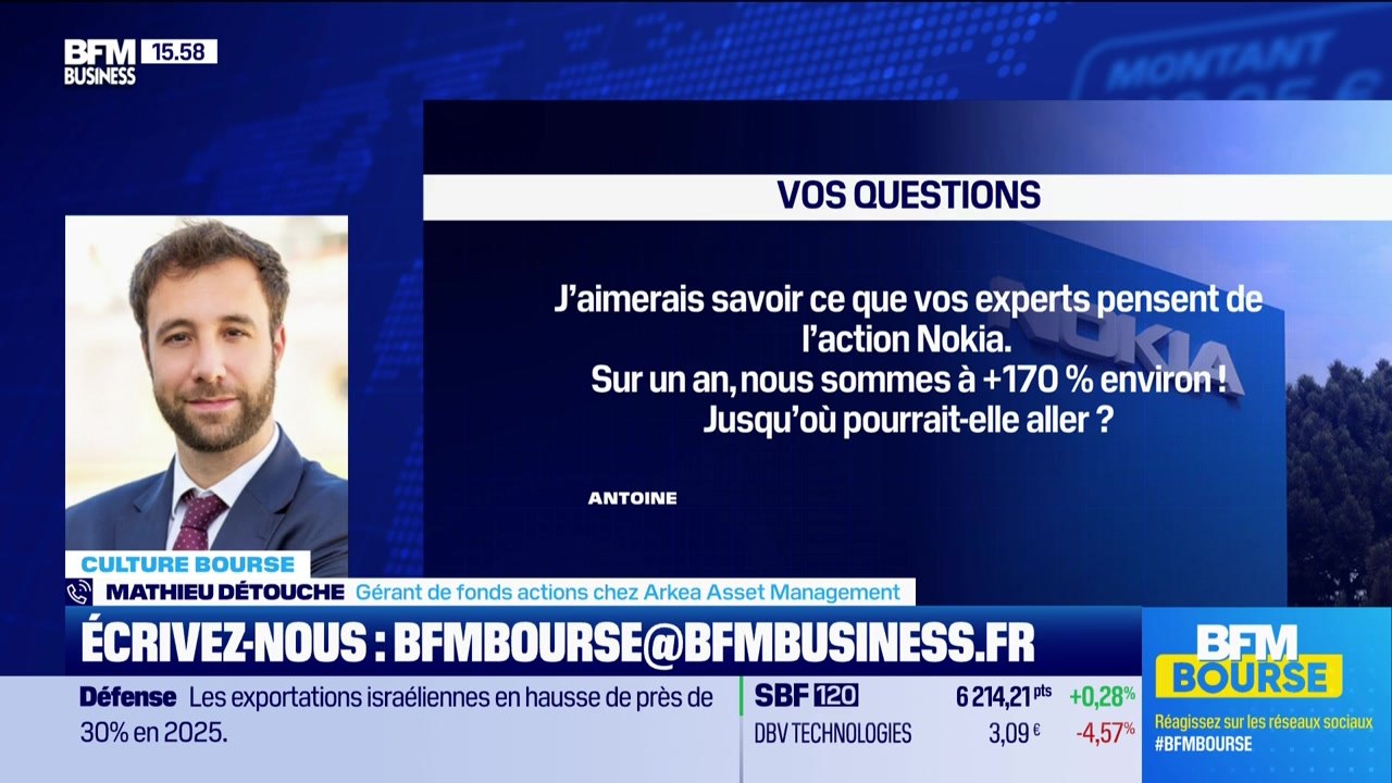 Culture Bourse : « J’aimerais savoir ce que vos experts pensent de l’action Nokia. Sur un an, nous sommes à +170 % environ ! Jusqu’où pourrait-elle aller ? », par Julie Cohen-Heurton - 02/06