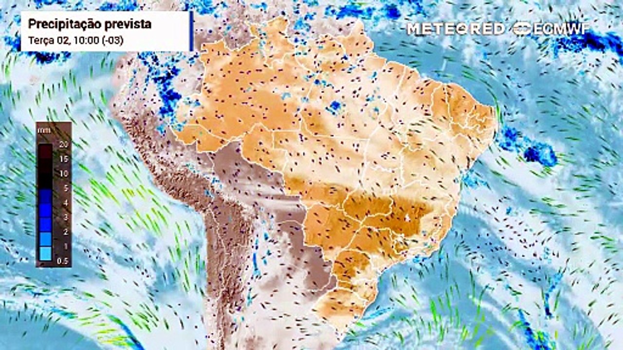 Terça-feira, 2 de junho: Chuva, nebulosidade e vento
