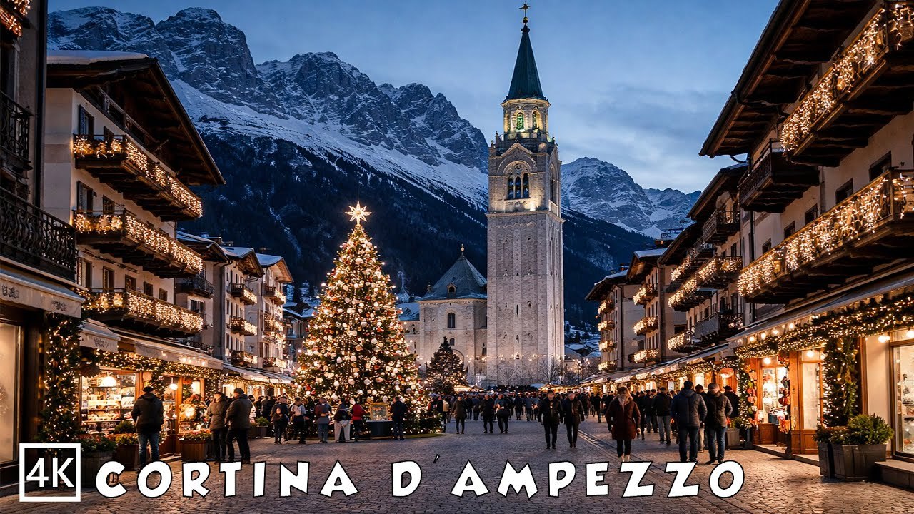 Cortina d’Ampezzo 🇮🇹 at Christmas🎄Evening Wa...