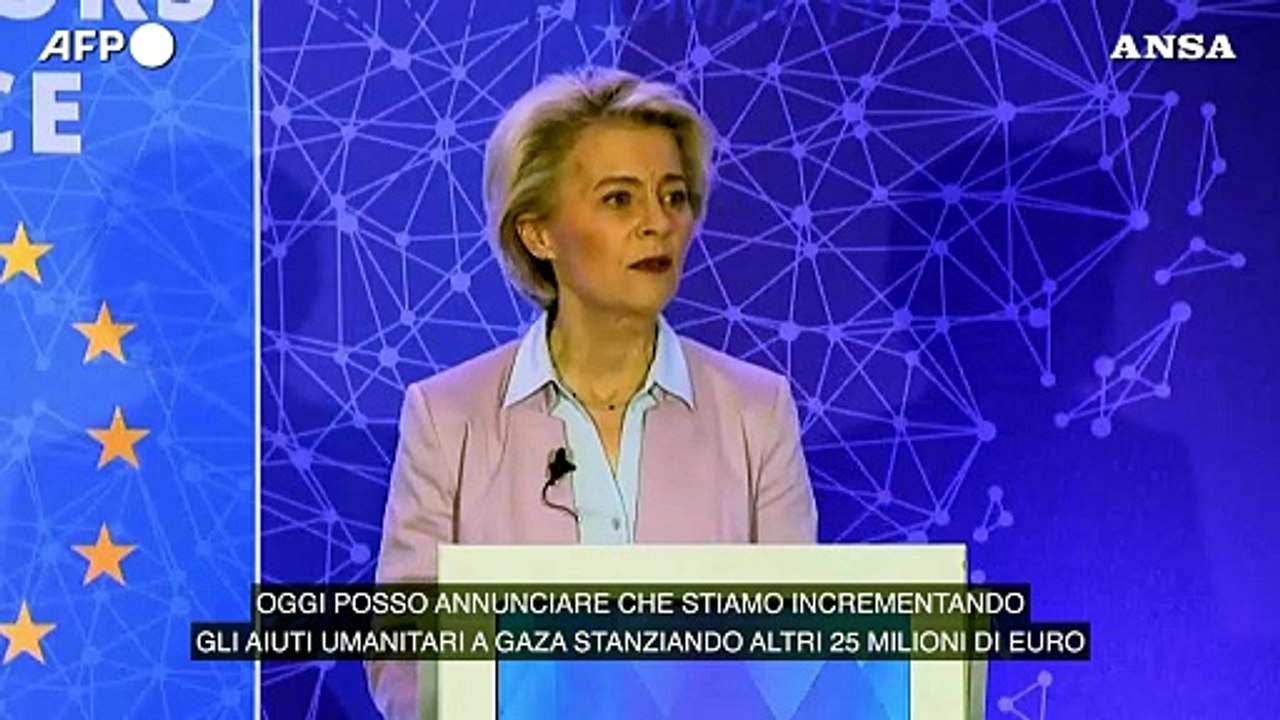 von der Leyen: "Altri 25 milioni di euro di aiuti a Gaza"