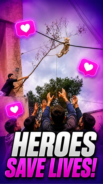 Students Swiftly Save A Kitten Dangling Above The Ground