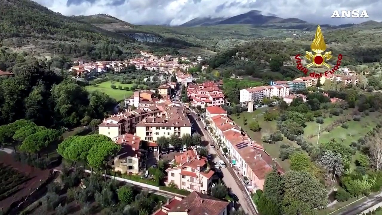 Maltempo in Toscana, la ricognizione aerea a Prato, nella frazione di Figline