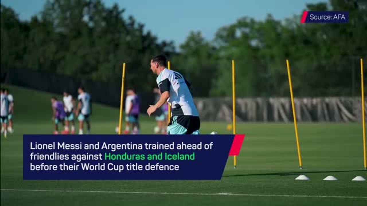 Lionel Messi and Argentina hit the training pitch ahead of World Cup