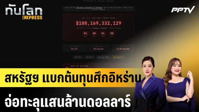 สหรัฐฯ แบกต้นทุนศึกอิหร่านจ่อทะลุแสนล้านดอลลาร์|ทันโลก EXPRESS | 3 มิ.ย. 69