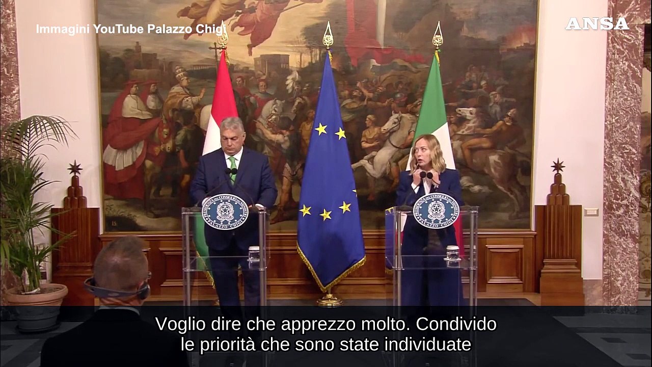 Meloni: "Condivido le priorita' della presidenza ungherese, bene la denatalita'"