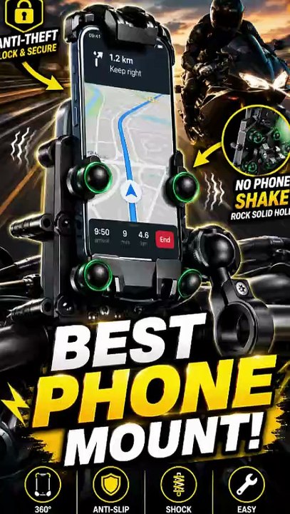 BRCOVAN Anti-Theft Motorcycle Phone Mount | Secure Vibration Dampener Holder