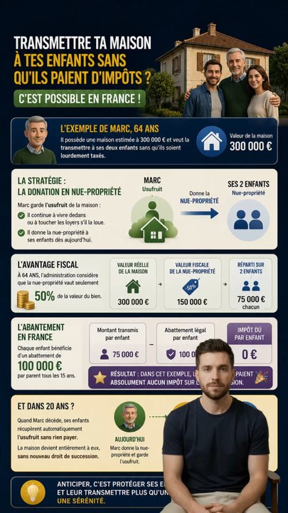 Tu veux transmettre ta maison à tes enfants sans qu'ils aillent la vendre pour payer les impôts ? C'est possible en France, mais il faut s'y prendre à l'avance. #patrimoine #heritage #enfant #fiscalité #educationfinancière