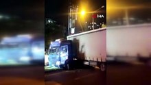 Bursa-Gemlik yolunda sürücüsünün kontrolünden çıkan tır makasladı! Korku dolu anlar kamerada!