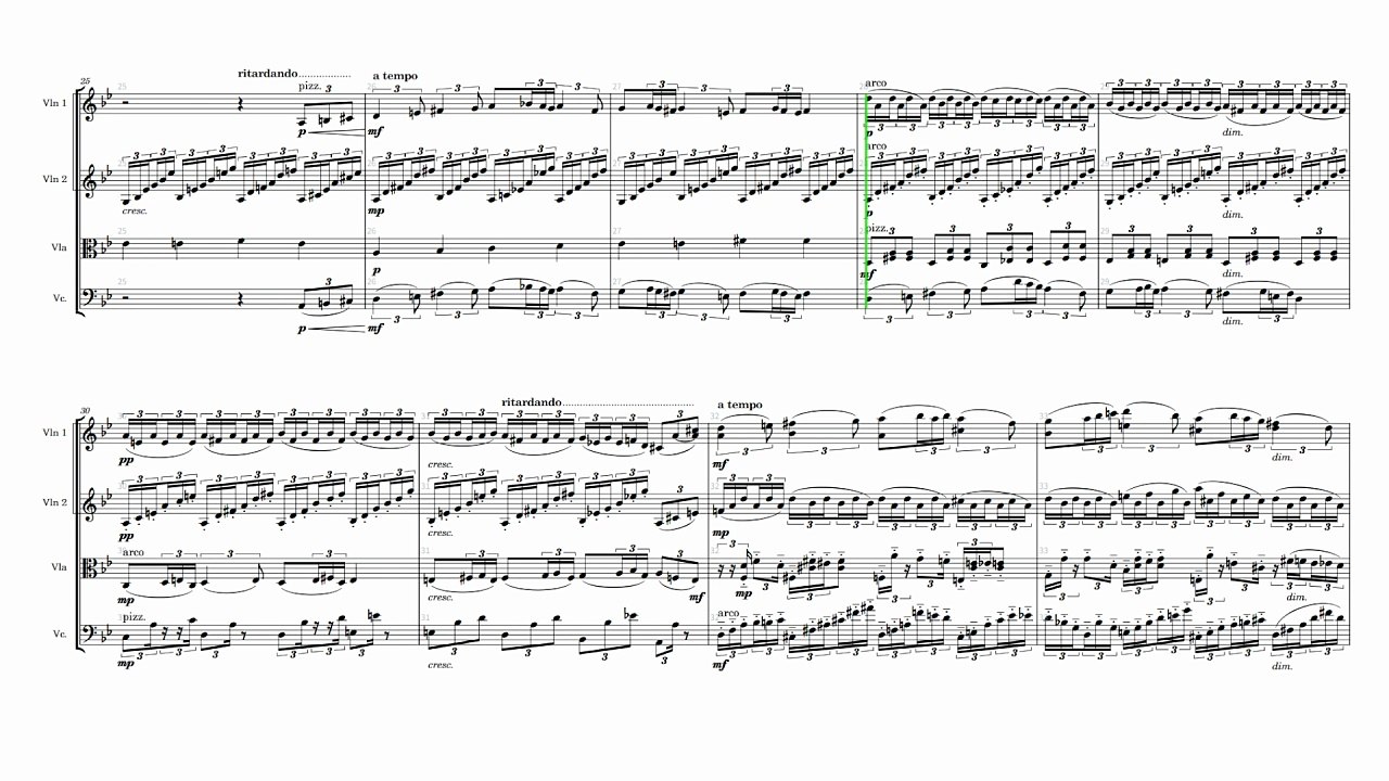 String Quartet No. 2, Movement III (13 May 2024 – 25 Jul 2024) (Full Score, Landscape)