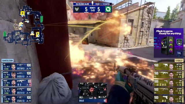 Counter-Strike #381: Snax - 4 AK HS kills on the advanced bombsite B defense (initial frags)
