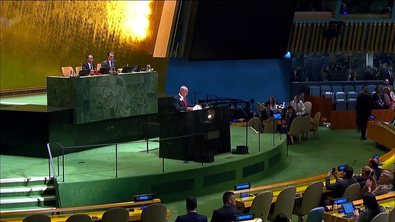 Mga delegado ng UN, nag-walk out bago ang talumpati ni Israeli Prime Minister Netanyahu [Full Movie]