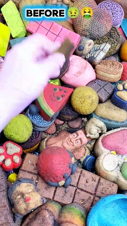 Satisfying before vs after squishy small toy gold