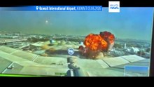 Video shows moment drone hits Kuwait airport terminal