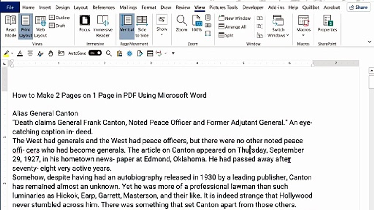 How to Convert 2 Pages into 1 Page PDF (MS Word Method)