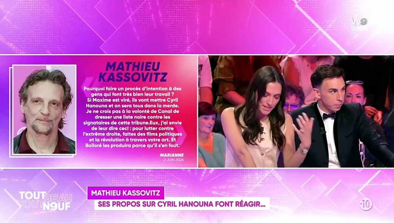 Critiqué par le réalisateur Mathieu Kassovitz, Cyril Hanouna lui répond sans mâcher ses mots: "Si je dirigeais Canal+, il a raison, je serais beaucoup plus sévère!"