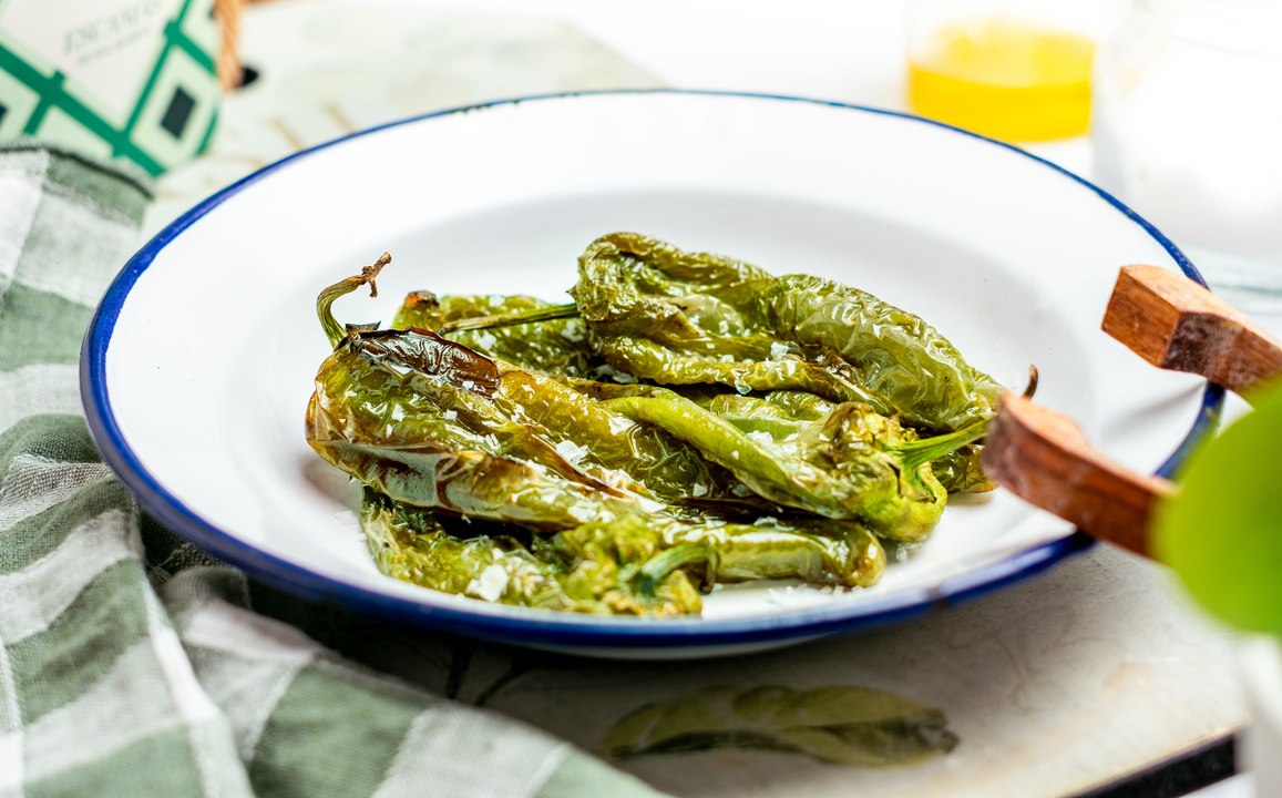 Pimientos verdes en freidora de aire