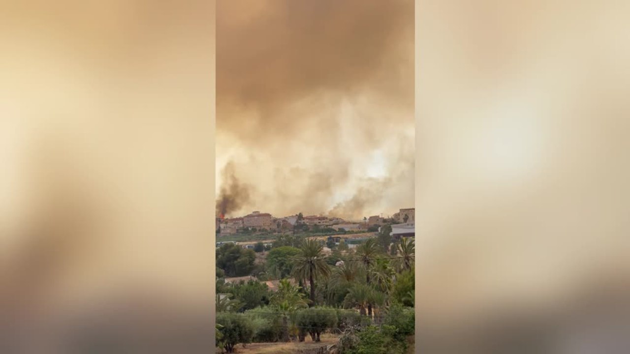 Wildfire Flames Light Up Hillside in Spain