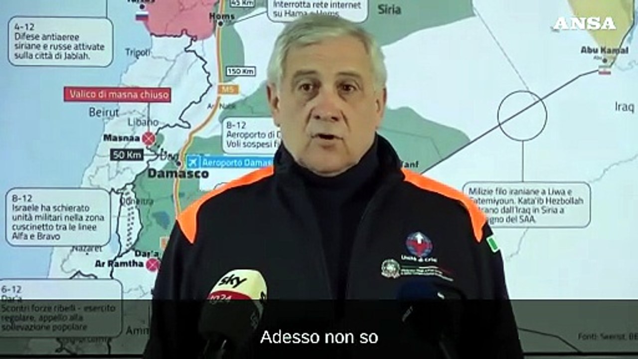 Siria, Tajani: "Non sappiamo dove sia Assad ma il regime sembra finito"