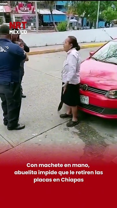 Con machete en mano, abuelita impide que le retiren las placas en Chiapas