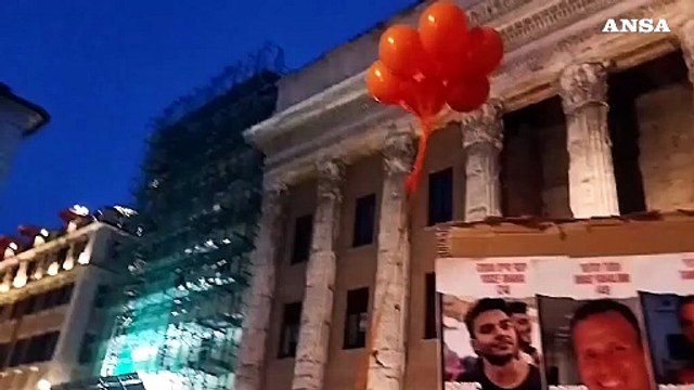 La Comunita' ebraica e il Forum delle famiglie degli ostaggi in piazza a Roma