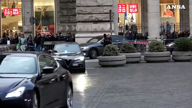 Italia-Israele, l'arrivo del presidente Herzog a Palazzo Chigi per l'incontro con Meloni