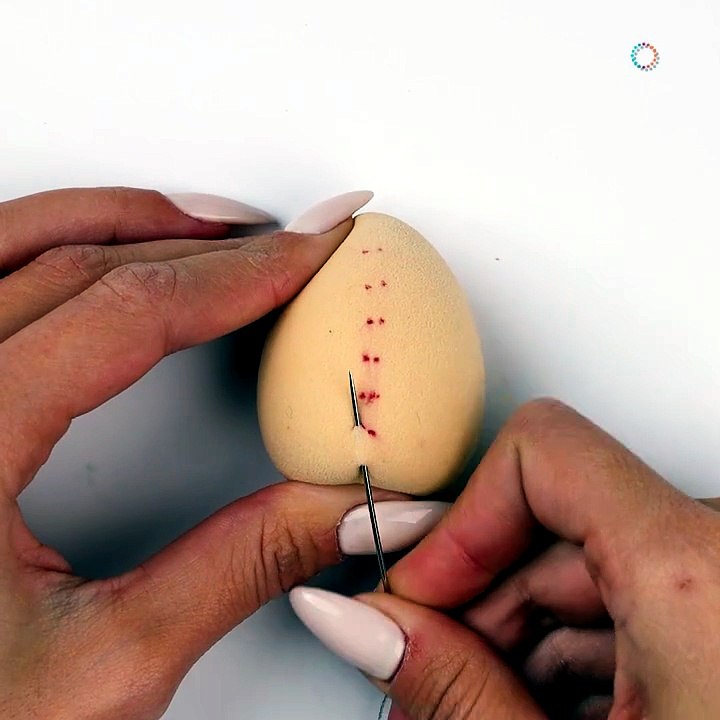 Practice stitching technique on a beauty blender