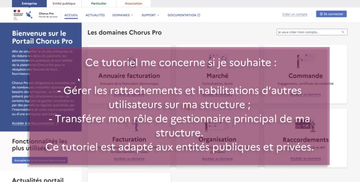 Tutoriel Portail de services Chorus Pro 2026 - Gérer ma structure et les utilisateurs
