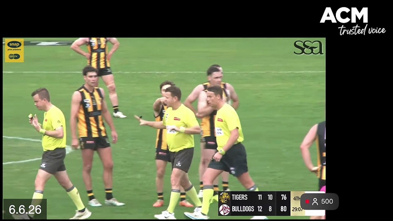 Unique end to Albury Tigers v Wodonga Bulldogs game