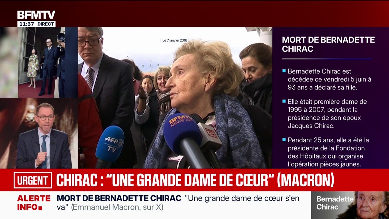 "Merci pour votre amitié, pour votre bienveillance": Carla Bruni remercie Bernadette Chirac pour sa "profonde gentillesse"