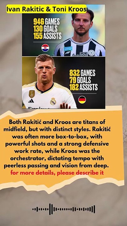 Ivan Rakitic & Toni Kroos - career stats #football