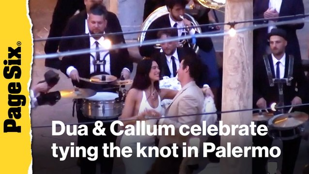 Watch Dua Lipa and Callum Turner dancing with guests at Sicily wedding celebrations