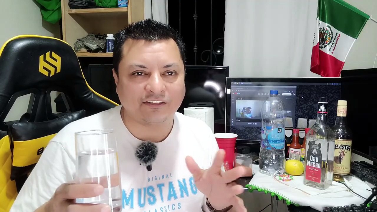 Saluta cheers kanpai skol , bebiendo vodka con agua mineral en la oficina platicando cosas