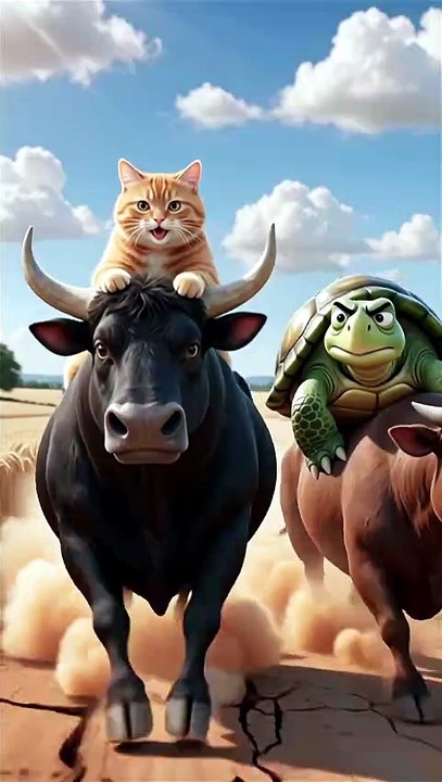 Cat vs Dog Bull Race