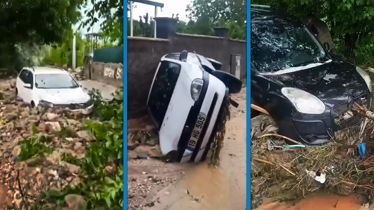 Niğde’de sağanak; 3 araç sele kapıldı