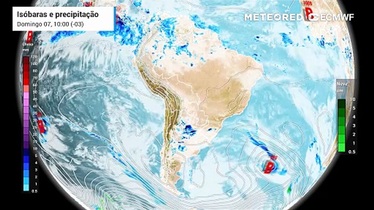 Domingo, 7 de junho: previsão de pressão, chuva e nebulosidade