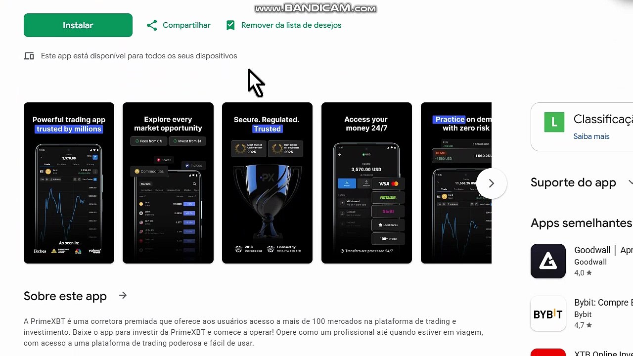 PrimeXBT Trading, Investimento Apresentando o app
