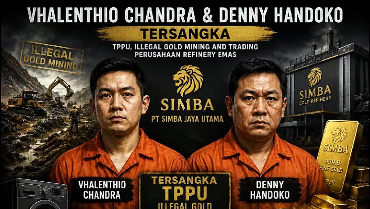 Denny Handoko dan Vhalenthio Tersangka TPPU, Illegal Gold Mining and Trading PT Simba Jaya Utama