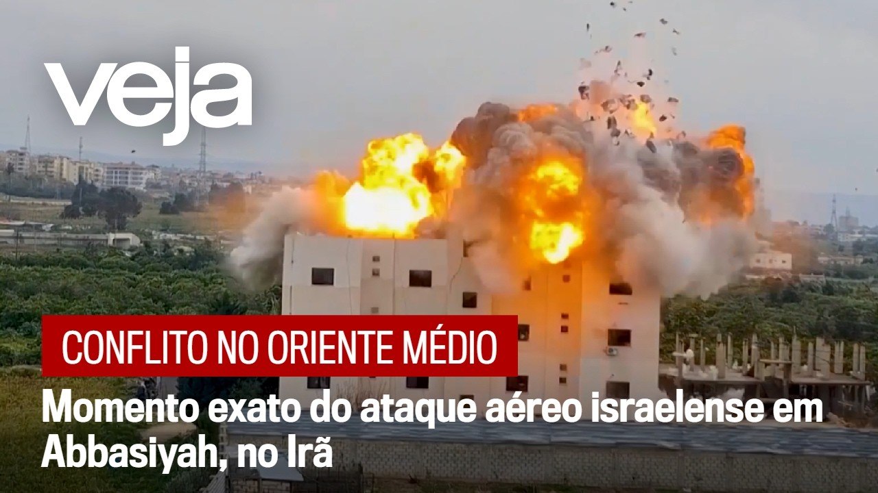 Momento exato do ataque aéreo israelense em Abbasiyah, no Irã