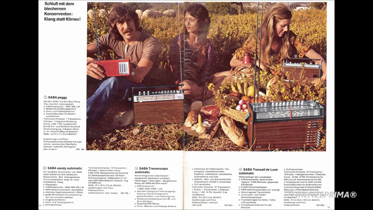 Saba catalogo 1972 per il mercato tedesco.